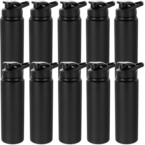Molain 10 Pack Water Bottles Bulk, 25oz Water Cups for kids, Portable Metal Water Bottle with Snap Lids for Gym, Hiking, Camping, Fishing