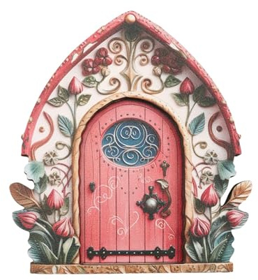 Porta delle fate da giardino, scultura in resina a forma di elfo, porta delle fate, ornamento da giardino in miniatura, porta delle fate in legno, porta da giardino per casa delle fate, albero,