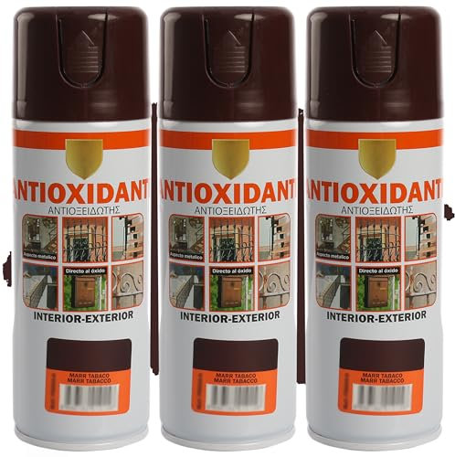 H HANSEL HOME Pintura Spray Antioxidante Marrón Tabaco 400 ml - Pack de 3 Unidades