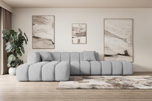 ALTDECOR Ecksofa in L-Form Corner Sofa Bett Eckcouch Couch Wohnlandschaft Cauchsofa Olea-L2-289x176x71 cm Hellgrau