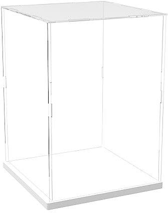DuvinDD Vitrine en Acrylique pour Lego Chateau 42638 pour Lego Botanicals Orchidée 10343 - Base Blanche 25x25x35 cm - Protection Contre la Poussière pour Collectionneurs de Maquettes