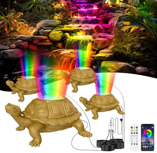 OSREE Teichlampen Unterwasser mit 12V Transformator und Timer,6W Teichbeleuchtung LED Unterwasser mit APP-Kontrolle, Teichbeleuchtung IP68 Wasserdichte für Wasserfall Brunnen Wasserspiel, Set 4