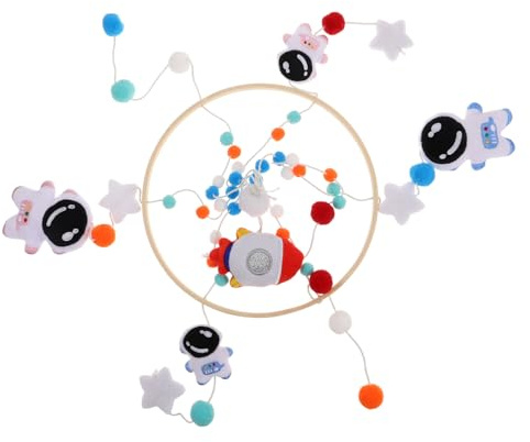 SWOOMEY Mobile mit Sicherem Filzmaterial fürs Kinderbett Handgefertigtes aus Filz mit Raketen und Astronautendesign Beruhigender Schlafhelfer für Jungen und Mädchen