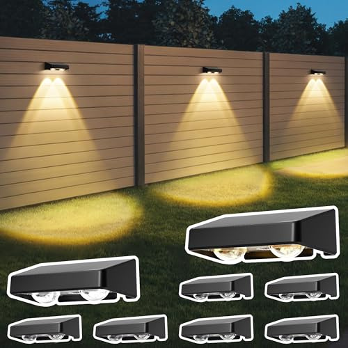 Solpex Solar Fence Lights Outdoor Garden, 9 Colors 11 Modes RGB Solar Wall Lights Outdoor, Waterproof Deck Lighting Decoration for Garden Backyard Yard Pathway Porch（8 Pack）
