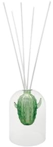 Brandani Lufterfrischer Kaktus transparent und grün aus Glas mit Stäbchen aus Holzfaser Ø 9 x H 12 cm