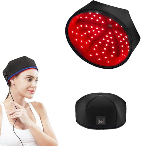 Warmforwel Rot- und Nahinfrarot-Lichtkappe, 120 LEDs 660 nm und 850 nm Infrarot-Lichtmütze, 3 Modi für Haar-Wellness, 20-minütige automatische Abschaltung, USB-C-Stromversorgung (Schwarz)