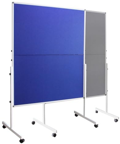 DEVELOP Mobile Raumtrenner mit Pinnwand-Funktion | 120x150 cm | Grau Stoffgewebe | klappbar, beidseitig nutzbar | Als Trennwand, Präsentationsfläche & Pinnwand