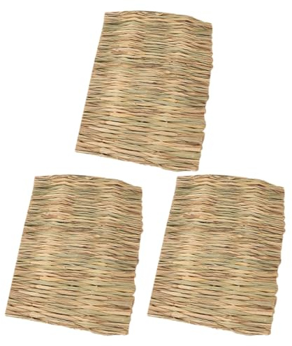 BESTOMZ 3pcs Grass Mat Bunny Grass Mat Natural Soft Seagrass Bedding for Hamster Bedding Cage Small Animals Owners