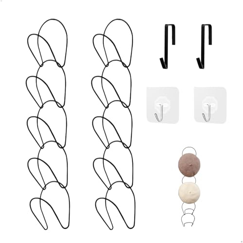 Porta Cappelli da Parete,10 Pezzi Porta Cappellini con Visiera,Cappelliera con Ganci e Ganci Adesivi,Appendi Cappelli per Sciarpe Cravatte Asciugamani Parrucche,Portacappelli in Metallo,Nero