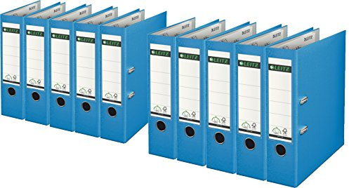 Leitz 1010-50 Qualitäts-Ordner Plastik-Cover (A4 breit | 10er Pack, helblau)