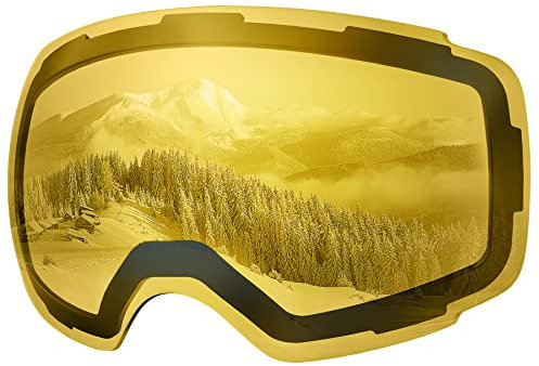OutdoorMaster Ski Goggles PRO Replacement Lens (VLT 75% Polarized Yellow Lens with Free Carrying Pouch)