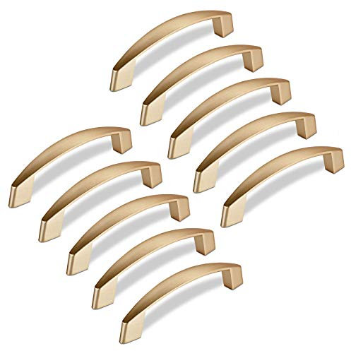 SOTECH 10 x Möbelgriff THEA BA 128 mm Messing gebürstet Schubladengriff Schrankgriff von JUNKER Design