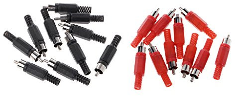 JENOR 20 Pcs Noir à Souder RCA Mâle Prise Audio Adaptateur Vidéo Connecteur