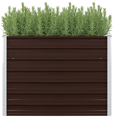 vidaXL Jardinière surélevée - Bac à Fleurs - Jardinière - Jardins - Bac pour Plantes - Terrasses - Bac pour légumes - Jardinière - en Acier galvanisé - 100 x 40 x 77 cm - Marron