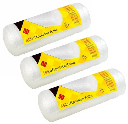 Idena 10400 - Luftpolsterfolie für Versand-Sicherung, 40 cm x 10 m auf Rolle, 70 µ, transparent (40 cm x 10 m | 3 Rollen)