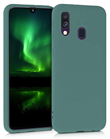 kwmobile Hülle kompatibel mit Samsung Galaxy A40 Hülle - weiches TPU Silikon Case - Cover geeignet für kabelloses Laden - Blaugrün