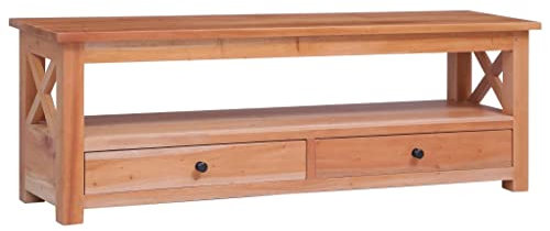 vidaXL Mahagoniholz Massiv TV Schrank mit 2 Schubladen 1 Regal Lowboard Fernsehschrank Fernsehtisch HiFi-Schrank TV Möbel 120x30x40cm
