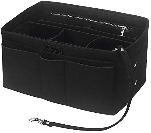Betoores Handtaschen Organizer für Frauen, Filz Taschen Organisator Tote Organizer Handtaschenordner Bag in Bag Organizer mit Reißverschluss-Tasche,Schwarz - L