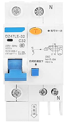 DZ47LE-32 RCCB Disjoncteur Différentiel 30mA 32A 230V, 1P + N, Fuite Surcharge Court-circuit Protection, Disjoncteur de Courant résiduel, Disjoncteurs électriques pour la décoration domestique