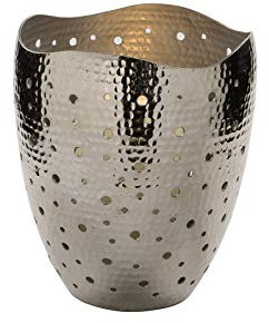 Fink Elias, Windlicht ohne Glas, Aluminium, vernickelt, silberfarben, H= 19 cm Ø 16,5 cm 147014