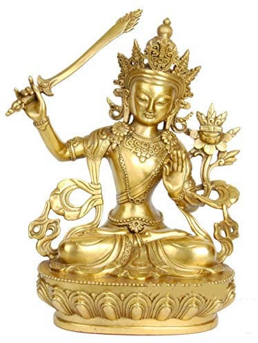 Cutfouwe Manjushri Buddha Statue Figur Messing Ornamente Gott Der Weisheit Skulptur Zuhause Büro Geschenk Der Religiösen Dekoration,Gold