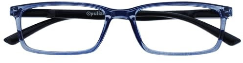 OPULIZE See Gafas Lectura Filtro Luz Azul Montura Estrecha Bisagras de Resorte Mejoran Sueño Reducen Dolor de Cabeza Ordenador Videojuegos Antirreflejante Azul Patillas Negras Hombre Mujer B9-3 +1.50