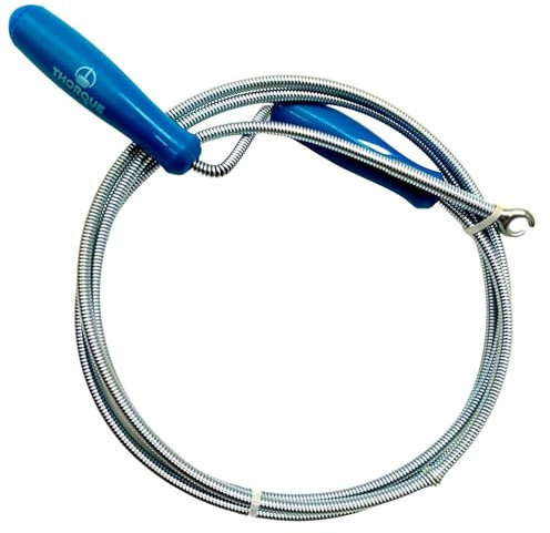 THORQUE Professionelle Rohrreinigungs-Sonde flexibel 1.5M x 5 mm, hydraulisch, für Waschbecken und Abflüsse, Rohrreinigungsfeder