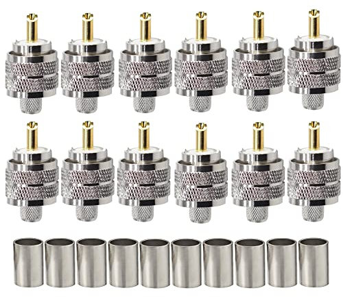 TUOLNK PL259 Connector 10 Pack UHF Male Plug Crimp Coax Adapter SO239 PL-259 Coaxial Connector for 5D-FB Coaxial Cable Compatible with CB Ham Radio Antenna