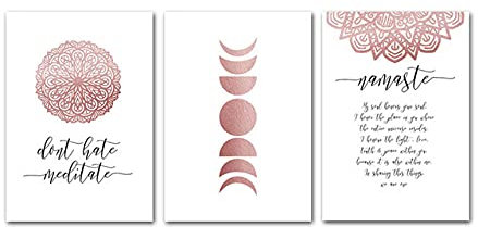 marca generica Yoga Namaste Gebet Leinwand Poster Minimalistischer Druck Motivations Positive Zitate Wandkunst Malerei Dekoratives Bild Wohnkultur Ungerahmt-30x40cmx3