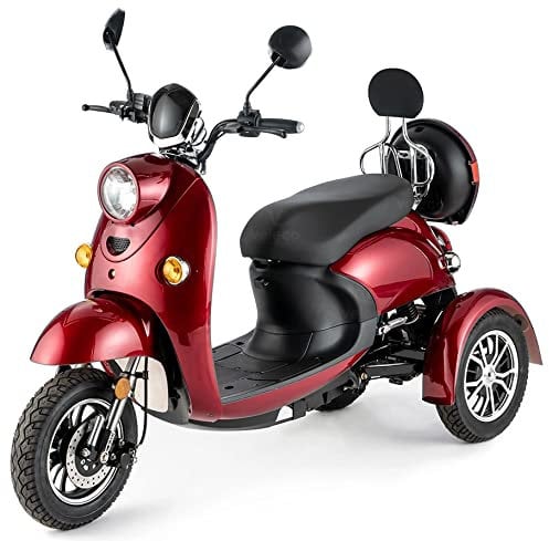 VELECO ZT63 - Mobilitätsroller mit 3 Rädern – komplett montiert und fahrbereit – Design im italienischen Stil – hohe Ladekapazität – bequemer Sitz - Dreirad (ROT)