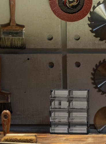 Dmora - Armadio Multiuso 2 Ante Tienen, Armadietto Porta minuteria, Mobile per contenitori portautensili, 100% Made in Italy, 19x15h23 cm, Antracite, 8 cassetti