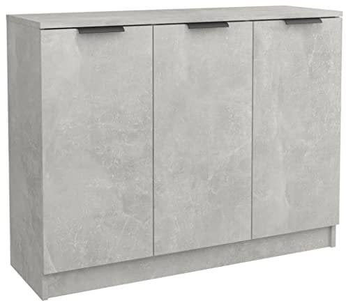 vidaXL Sideboard | Engineered Wood Storage Cabinet with 3 Doors | Modern Concrete Grey | Home Living Room Bedroom Décor | Easy Assembly