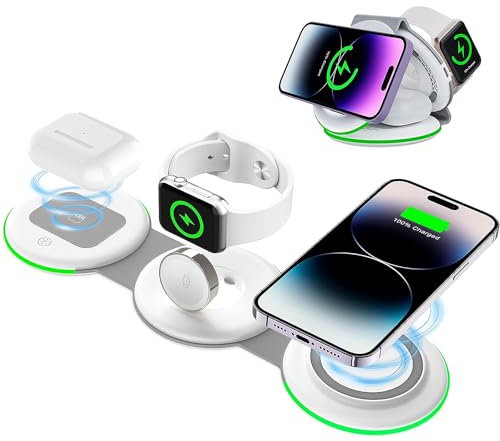 PINRUIGE Faltbare Wireless Charger, Mag-Safe 3 in 1 Kabelloses Ladegerät Induktive Ladestation Kompatibel mit i-Phone 15 14 13 12 11 Pro Max/XS/XR/X/8, iWatch Ultra/8/SE/7/6/5/4/3/2, Air Pods Pro