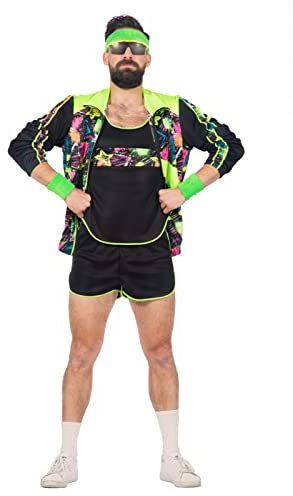 WILBERS & WILBERS 80er 90er Jahre Aerobic Trainingsanzug Retro Fitness Kost?m Neon Jogginganzug M