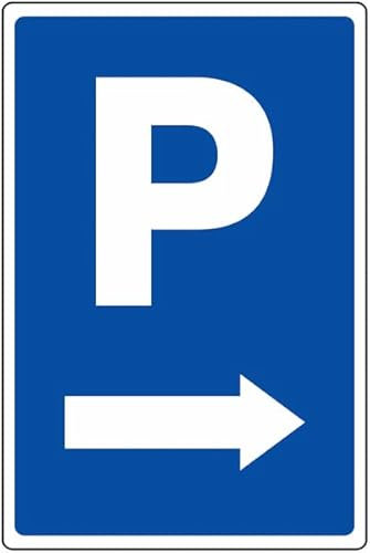 Parcheggio - freccia a destra - CARTELLO SEGNALETICO ISO 7010 in Adesivo Resistente, Pannello in Forex o Pannello In Alluminio (PANNELLO IN ALLUMINIO 20X31 CM)