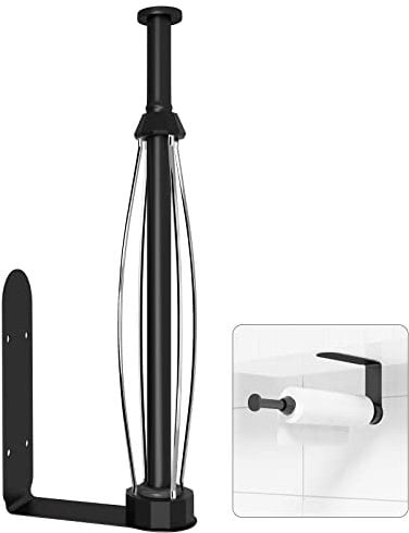 MENNYO Küchenrollenhalter Schwarz – Selbstklebend & Bohren, Dämpfung für Küche, Bad & Wohnzimmer, Praktischer Rollenhalter für Aufbewahrung & Organisation