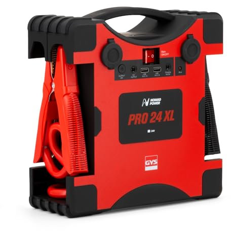 GYS, Nomad Power Pro 24 XL, Démarreur/Booster Batterie Lithium Portable 3000A, Véhicules 24V (Camion, Bus), Démarrage Sécurisé, Batterie Externe 8Ah (PowerBank), Lampe LED, Ecran LCD