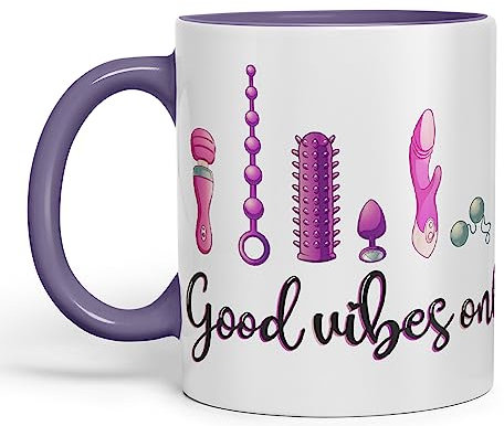 Good Vibes Only Woman Toys Keramik-Tasse, Geschenk, Tee, Kaffee, Weihnachten, Büro, Zuhause, sarkastischer Witz (lila)