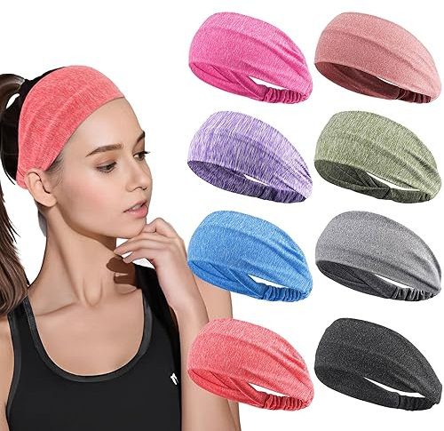 YARIEW Workout-Stirnbänder für Frauen, rutschfeste Haarbänder für Damen, elastisches Yoga-Sport-Stirnband für Frauen, feuchtigkeitsableitendes Stirnband für sportliche Kühlung, Laufen, Sport