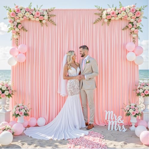 Suppromo 10ft x 7ft Blush Pink Backdrop Curtain for Parties Light Pink Wrinkle Free Backdrop Drapes Panels for Baby Shower Wedding Birthday Photo Photography Polyester Fabric Background Decoration