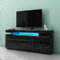 Modernes LED Sideboard TV Schrank Kommode mit 2 Türen und 3 Schubladen Hochglanz für Wohnzimmer Esszimmer Schwarz 160 x 35 x 72cm