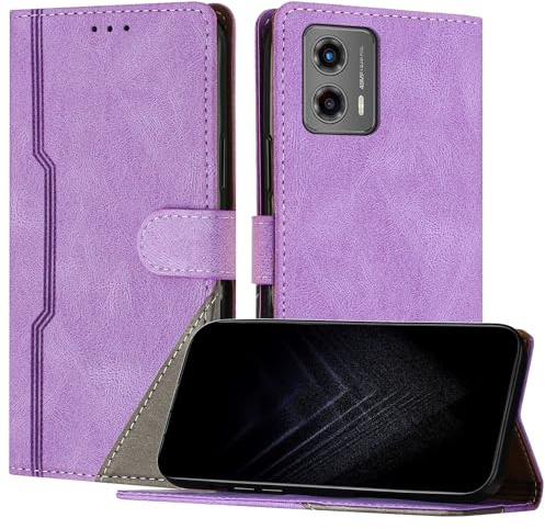 Netany Case Compatible with Motorola Moto G13 /G23 /G53, Flip PU Leather Cover with Magnetic Kickstand Card Holder [Shockproof TPU] for Moto G13 (Purple)