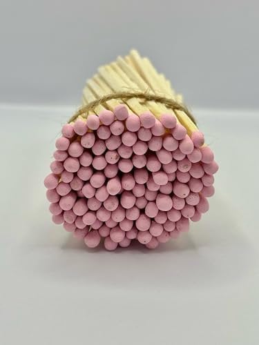 Long Pink Tip Refill Matches, Pack of 100, 4 Inch Matches for Candles, Wedding Matches, Long Pink Matches (Pink)