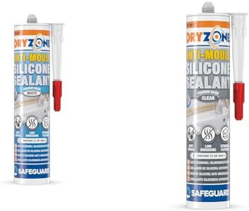 Dryzone Anti-Mould Silicone Sealant (310 ml White) Premium Sanitary-Grade, Low VOC Sealant & Anti-Mould Silicone Sealant (310 ml Clear) Premium Sanitary-Grade, Low VOC Sealant