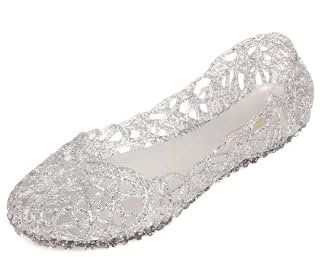 KOCEARFY Damen Anti-Rutsch Sommer Flache Schuhe Gelee Schuhe Lufttanzschuhe Weiche Strand Sandalen (Silber, Erwachsene, Damen, 38, Numerisch, EU Schuhgrößensystem, M)
