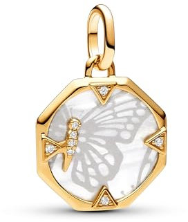 PANDORA ME Rechteckiger Aufklappbarer Link aus Sterling Silber mit vergoldeter Metalllegierung, Kompatibel ME und Moments Armbändern, 763366C01