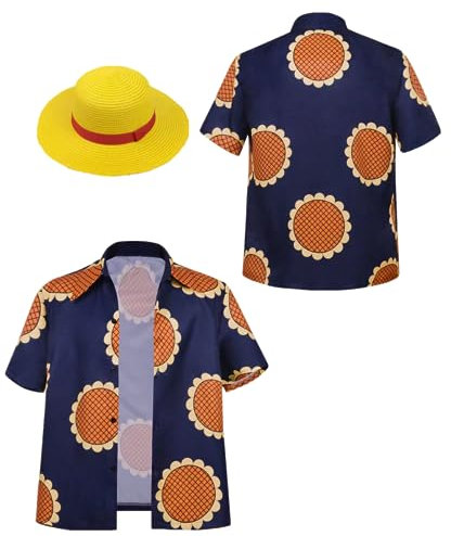 TYRHDJZQ Anime Cosplay Viola Uomo Flower T-Shirt Halloween Costume (camicia + cappello, US (S))
