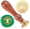 DELORIGIN Wachssiegelstempel Mit Lebensbaum Geprägter Stempel Versiegelung Vintage Elegant Abnehmbares Messingsiegel Holzgriff Für Hochzeitseinladungen Umschläge Geschenkverpackung