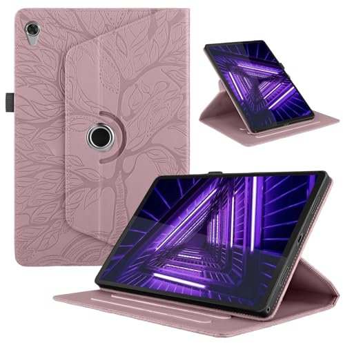 TEDTIKJT Funda para Lenovo Tab M10 HD (2nd Gen) 10.1 Pulgadas 2020 (TB-X306X) Tablet Cover PU Cuero Protectora 360 Giratoria Soporte Tablet Flip Cover Lenovo Tab M10 HD Gen 2 Carcasa,Oro Rosa Árboles