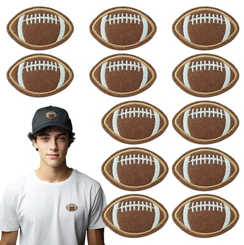 IANZE 12PCS Football Patches Rugby Iron on Patches, Sew on Embroidered Applique Rugby Patches for Clothes, Jeans, Hats, T-Shirts, Backpacks, Etc